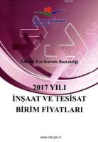 2017 Yılı İnşaat ve Tesisat Birim Fiyatları