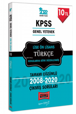 2022 KPSS GY Lise Ön Lisans Türkçe Tamamı Çözümlü Çıkmış Sorular Kolek
