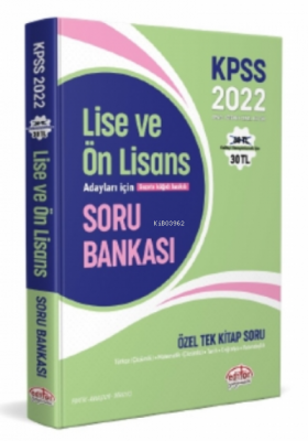 2022 KPSS Lise ve Ön Lisans Adayları İçin Özel Tek Kitap Soru Bankası 
