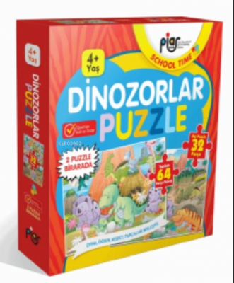 Dinozorlar Puzzle / 64 Parça Puzzle / 2 Puzzle Bir Arada / 4+ Yaş