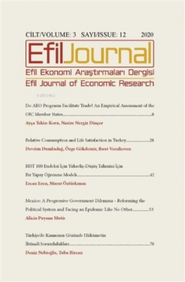 Efil Ekonomi Araştırmaları Dergisi: Cilt: 3 Sayı: 12 2020 Kolektif