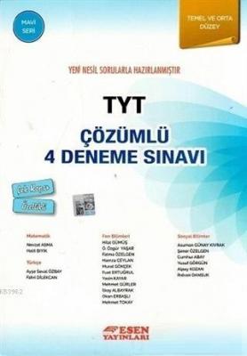 Esen Yayınları TYT Çözümlü 4 Deneme Sınavı Mavi Seri (Temel ve Orta Dü