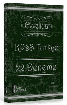 Evveliyat KPSS Türkçe 22 Deneme Sınavı 2016