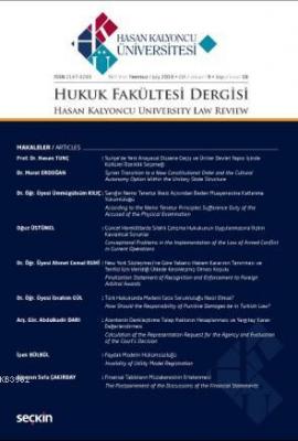 Hasan Kalyoncu Üniversitesi Hukuk Fakültesi Dergisi Sayı:18  Temmuz 2019