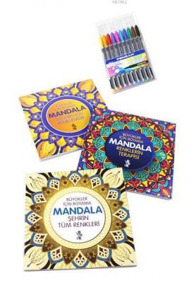 Mandala Büyükler İçin Boyama Seti - 3 Kitap ve 10'lu Kalem Kolektif