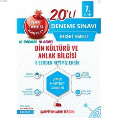 Nartest Yayınları 7. Sınıf Din Kültürü ve Ahlak Bilgisi Nar Tanesi 20 li Deneme Sınavı Nartest