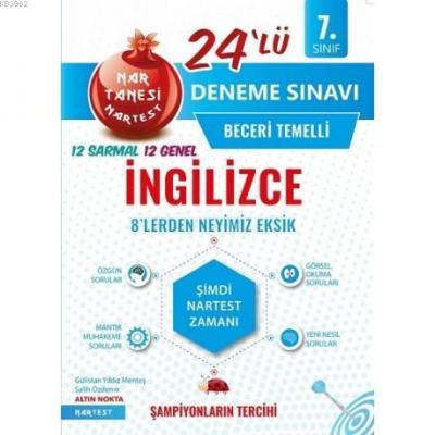 Nartest Yayınları 7. Sınıf İngilizce Nar Tanesi 24 lü Deneme Sınavı Nartest