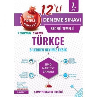 Nartest Yayınları 7. Sınıf Türkçe Nar Tanesi 12 li Deneme Sınavı Nartest