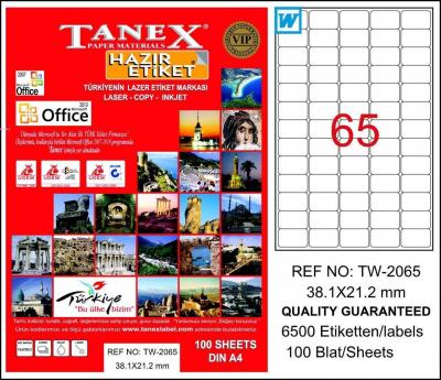 Tanex Laser Etiket Tw-2065 38.1 X 21.2 Mm